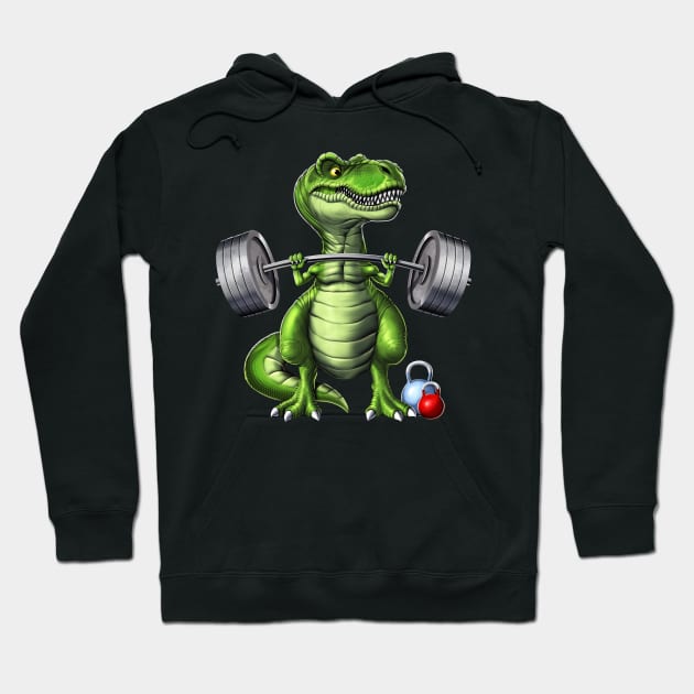 T-Rex Dinosaur Fitness Workout Hoodie by underheaven